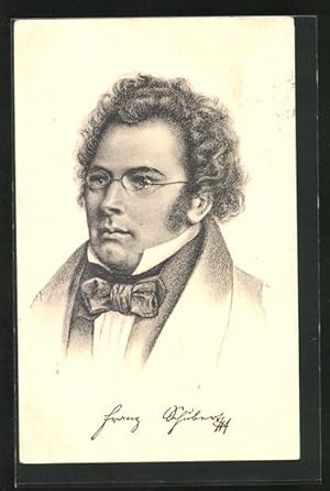 Bild des Verkufers fr Knstler-Ansichtskarte Portrait des Komponisten Franz Peter Schubert zum Verkauf von Bartko-Reher