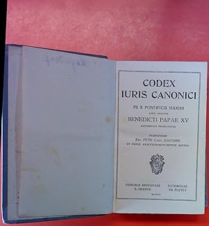 Bild des Verkufers fr Codex Juris Canonici. PII X pontificis Maximi. Iussu Digestus Benedicti Papae XV. Auctoritate Promulgatus - 1919 zum Verkauf von biblion2
