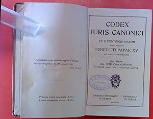 Bild des Verkufers fr Codex Juris Canonici. PII X pontificis Maximi. Iussu Digestus Benedicti Papae XV. Auctoritate Promulgatus. zum Verkauf von biblion2