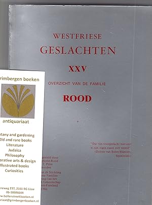 Imagen del vendedor de Westfriese Geslachten XXV, Overzicht van de Familie Rood a la venta por Grimbergen Booksellers