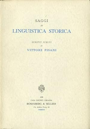Imagen del vendedor de Saggi di linguistica storica. a la venta por LIBET - Libreria del Riacquisto