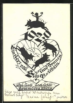 Bild des Verkufers fr Knstler-Ansichtskarte Georg Plischke: Ein Herz voll Glck und Sonnenschein was sonst noch fehlt kommt von allein 1929 zum Verkauf von Bartko-Reher