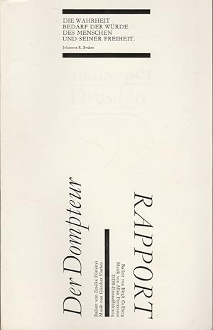 Imagen del vendedor de Programmheft BALLETT Gnther Fischer DER DOMPTEUR / Allan Pettersson RAPPORT Premiere 8. + 9. September 1988 Semperoper Spielzeit 1988 /89 a la venta por Programmhefte24 Schauspiel und Musiktheater der letzten 150 Jahre