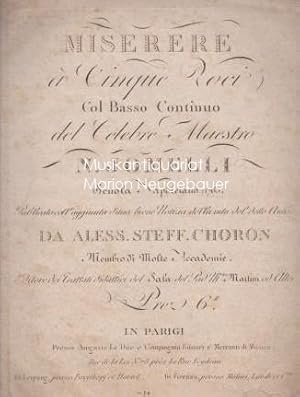 Miserere [g-Moll] à Cinque Voci Col Basso Continuo del Celebre Maestro N. Jomelli. Scuola Napolet...