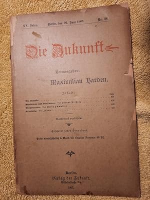 Imagen del vendedor de Die Zukunft. XV. Jahrgang, Nr. 38., Berlin, den 22. Juni 1907, Nr. 8 a la venta por Aderholds Bcher & Lots