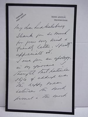 1913: WALTER HUME LONG, HANDWRITTEN LETTER