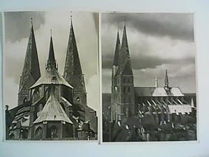 Schwarz/weiss Kunstfotos von Lübeck, Kunstfotos in Sammelmappe - Foto Braune 2 Stück, Marienkirch...