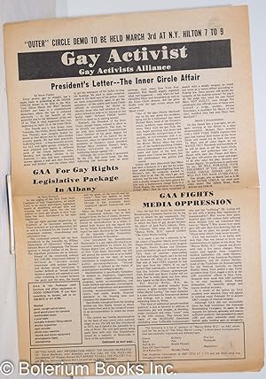 Seller image for Gay Activist & Lesbian Activist: March 1973; GAA for Gay Rights Legislative Package in Albany for sale by Bolerium Books Inc.