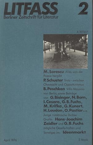 Bild des Verkufers fr Litfass 2/1976 - Berliner Zeitschrift fr Literatur zum Verkauf von Versandantiquariat Nussbaum