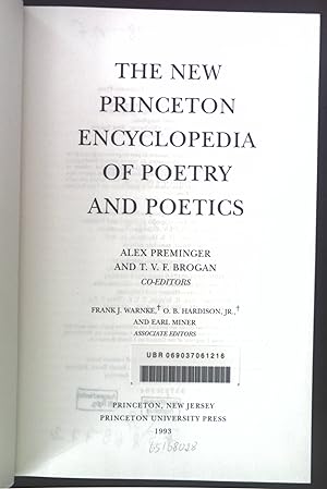 Bild des Verkufers fr The New Princeton Encyclopedia of Poetry and Poetics. zum Verkauf von books4less (Versandantiquariat Petra Gros GmbH & Co. KG)