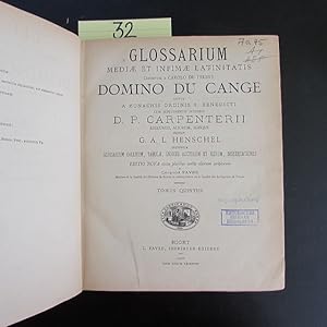 Bild des Verkufers fr Glossarium mediae et infimae latinitatis. Conditum a Carolo du Fresne Domino du Cange auctum a monachis ordinis S. Benedicti - Glossarium gallicum, tabulae, indices auctorum et rerum, dissertationes. Editio nova aucta pluribus verbis aliorum scriptorum a Leopold Favre, Tomus Quintus: L-N zum Verkauf von Bookstore-Online