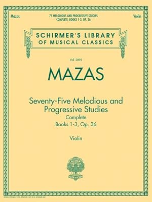Imagen del vendedor de MAZAS J.F. - Estudios (75) Melodicos y Progresivos Op.36 (Completos) para Violin (Hermann) a la venta por Mega Music