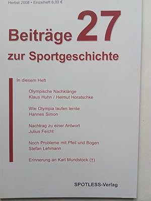 Bild des Verkäufers für Beiträge zur Sportgeschichte 27 2008 zum Verkauf von Versandantiquariat Jena