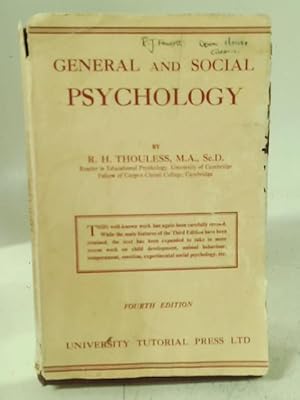 Bild des Verkufers fr General & Social Psychology: A Textbook for Students of Psychology and of The Social Sciences zum Verkauf von World of Rare Books