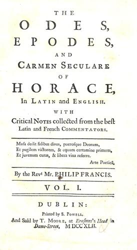 Image du vendeur pour The Odes, Epodes, and Carmen Seculare of Horace, In Latin and English with Critical Notes Volume I mis en vente par WeBuyBooks