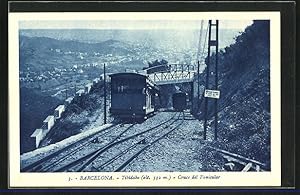 Bild des Verkufers fr Ansichtskarte Barcelona, Tibidabo, Cruce del Funicular, Bergbahn zum Verkauf von Bartko-Reher