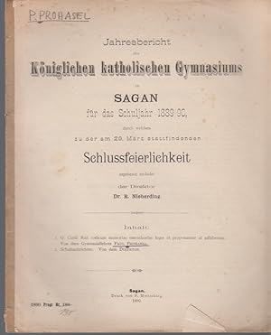 Bild des Verkufers fr Q. Curtii Rufi codicum memoriae emendandae leges et proponuntur et adhibentur. [Aus: Jahresbericht des Kniglichen katholischen Gymnasiums zu Sagan fr das Schuljahr 1889/90]. Progr. Nr. 198. zum Verkauf von Fundus-Online GbR Borkert Schwarz Zerfa