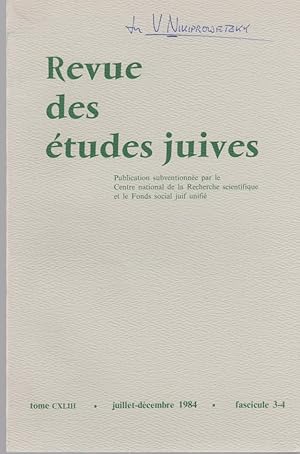 Bild des Verkufers fr Hommage  la mmoire de Valentin Nikiprowetzky. [Du: Revue des tudes juives, t. 143, fasc. 3-4, juillet-dcembre 1984]. zum Verkauf von Fundus-Online GbR Borkert Schwarz Zerfa