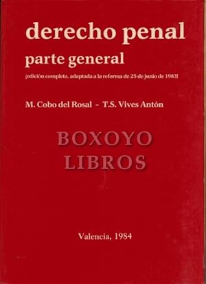Image du vendeur pour Derecho penal. parte general. Suplemento reformas legislativas mis en vente par Boxoyo Libros S.L.