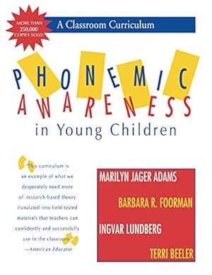 Bild des Verkufers fr Phonemic Awareness in Young Children: A Classroom Curriculum [Soft Cover ] zum Verkauf von booksXpress