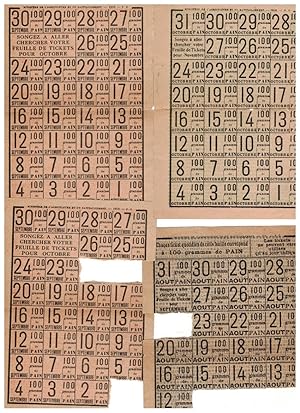 Seller image for Four sheets of WWI French bread ration coupons (2 complete and 2 partial) for sale by Wickham Books South