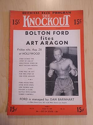 The Knockout Boxing and Wrestling Magazine / Program Bolton Ford v Art Aragon August 27, 1949