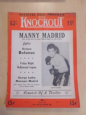 The Knockout Boxing and Wrestling Magazine / Program Manny Madrid v Enrique Bolanos May 26, 1951