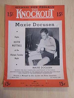 The Knockout Boxing and Wrestling Magazine / Program Maxie Docusen v Keith Nuttall April 23, 1949
