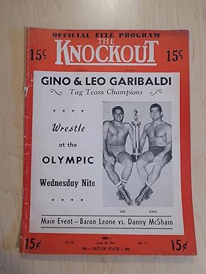 Seller image for The Knockout Boxing and Wrestling Magazine / Program Gino and Leo Garibaldi; Baron Leone v Danny McShain for sale by Bradley Ross Books