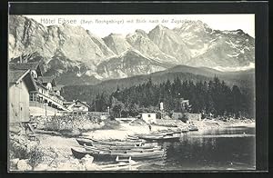 Ansichtskarte Eibsee, Hotel Eibsee mit Blick nach der Zugspitze