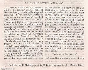 Seller image for Anthologia Germanica. (No.4) : The Poems of Matthisson & Salis. A rare original article from the Dublin University Magazine, 1835. for sale by Cosmo Books