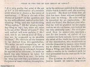 Seller image for What is the Use of the House of Lords ? A rare original article from the Dublin University Magazine, 1835. for sale by Cosmo Books