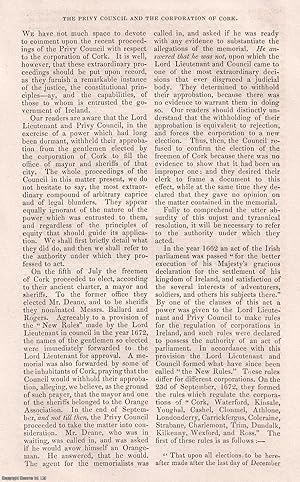 Image du vendeur pour The Privy Council and the Corporation of Cork. A rare original article from the Dublin University Magazine, 1835. mis en vente par Cosmo Books