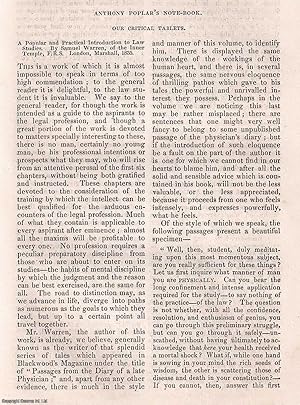 Image du vendeur pour Anthony Poplar's Notebook : Our Critical Tablets. A rare original article from the Dublin University Magazine, 1835. mis en vente par Cosmo Books