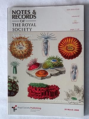 Seller image for Notes and Records of The Royal Society, Volume 62 No.1, 20 March 2008. A journal of the history of science. Techicians. for sale by Tony Hutchinson