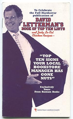 Seller image for (Advance Excerpt): [Cover title]: Book of Top Ten Lists and Zesty Lo-Cal Chicken Recipes [Inside title]: Top Ten Signs Your Local Bookstore Manager Has Gone Nuts for sale by Between the Covers-Rare Books, Inc. ABAA