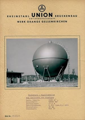 Foto Gelsenkirchen im Ruhrgebiet, Hochdruck Kugelbehälter, Stadtgas, Rheinstahl Union AG