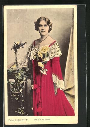 Bild des Verkufers fr Ansichtskarte Schauspielerin Lily Brayton im roten Kleid zum Verkauf von Bartko-Reher