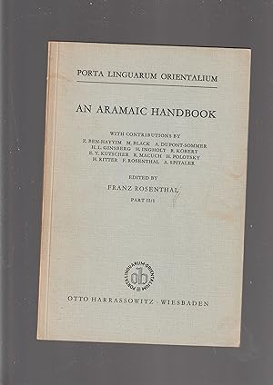 Image du vendeur pour AN ARAMAIC HANDBOOK Part II/1. Texts. Porta Linguarum Orientalium mis en vente par Meir Turner