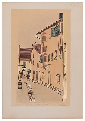 Image du vendeur pour Blick in eine Gasse in einer Ortschaft in der Wachau. mis en vente par Galerie Joseph Fach GmbH