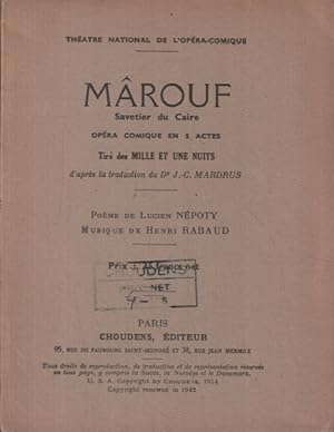 Seller image for Mrouf savetier du caire opra comique en 5 actes for sale by librairie philippe arnaiz