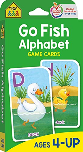 Seller image for School Zone - Go Fish Alphabet Game Cards - Ages 4 and Up, Preschool to First Grade, Uppercase and Lowercase Letters, ABCs, Word-Picture Recognition, Animals, Card Game, Matching, and More for sale by Pieuler Store