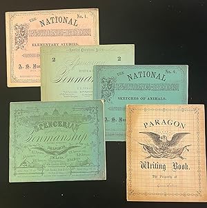 LOT OF 5 JUVENILE WRITING AND DRAWING BOOKS c1860-70