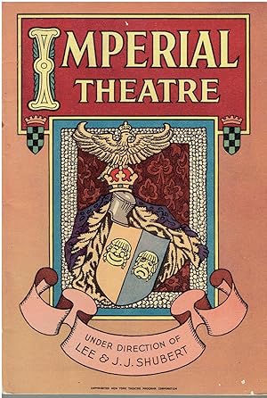 Bild des Verkufers fr Vintage Theatre Program for "Rose-Marie" - A Musical Play presented at the Imperial Theatre in New York under the direction of Lee & J.J. Shubert (1925) zum Verkauf von Manian Enterprises