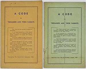 Imagen del vendedor de A Code for Teenagers and Their Parents two issues - reprinted from The Courier Mail August 1967, produced by The Courier Mail September 1968 a la venta por Gotcha By The Books