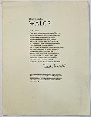 Wales Signed Broadside No. 71 of 90 copies