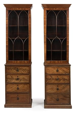 Bild des Verkufers fr A rare pair of antique English Hepplewhite mahogany bookcases zum Verkauf von Douglas Stewart Fine Books