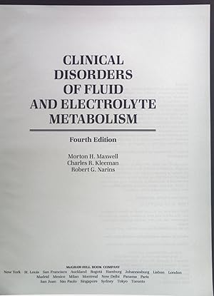 Immagine del venditore per Clinical Disorders of Fluid and Electrolyte Metabolism. venduto da books4less (Versandantiquariat Petra Gros GmbH & Co. KG)