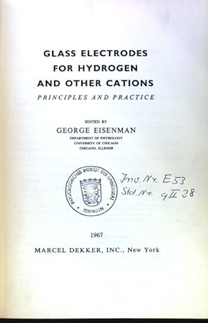 Image du vendeur pour Glass Electrodes for Hydrogen and other Cations. Principles and Practice; mis en vente par books4less (Versandantiquariat Petra Gros GmbH & Co. KG)