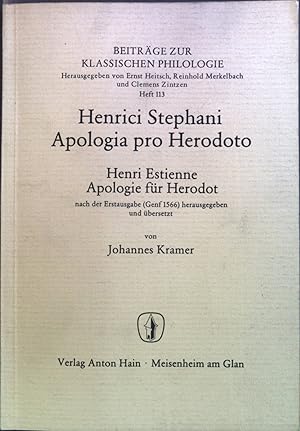 Image du vendeur pour Apologia pro Herodoto = Apologie fr Herodot. Beitrge zur klassischen Philologie ; H. 113 mis en vente par books4less (Versandantiquariat Petra Gros GmbH & Co. KG)